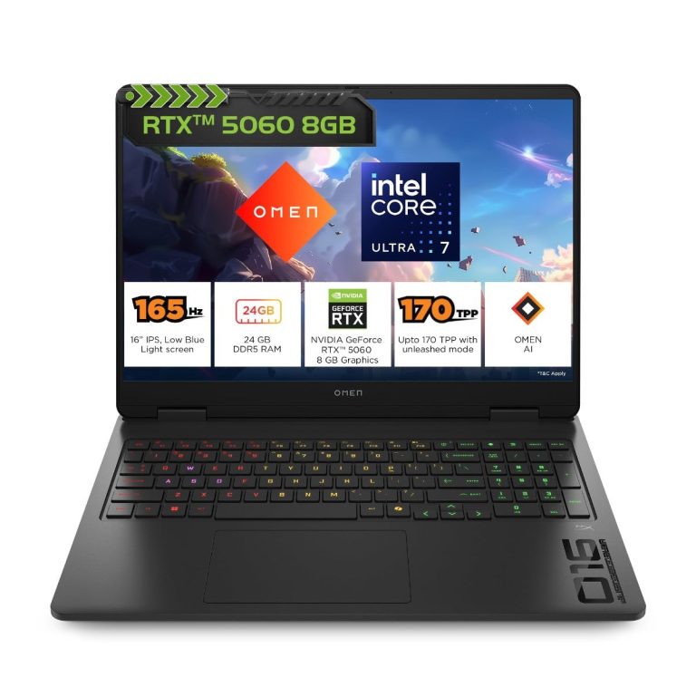 HP OMEN Gaming Laptop diagonal 2K Display/ -NVIDIA GeForce RTX 5060 Graphics/ Windows 11/ MS-Office) 16-am0238TX