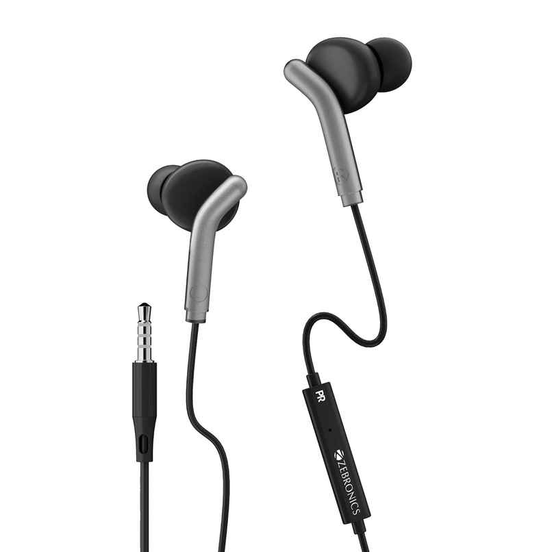 Zebronics Bro in Ear Wired Earphones Mic, 3.5mm Audio Jack, 10mm Drivers, Phone/Tablet Compatible – Black
