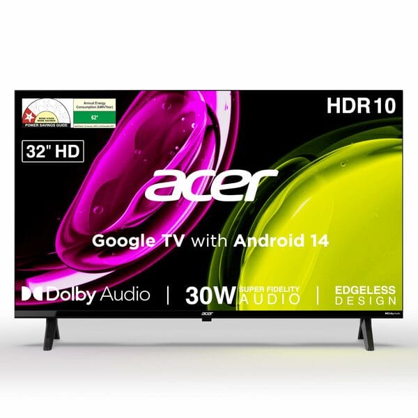 acer 80 cm (32 inches) Ultra I Series HD Smart LED Google TV AR32HDJGU2841BD (Black)
