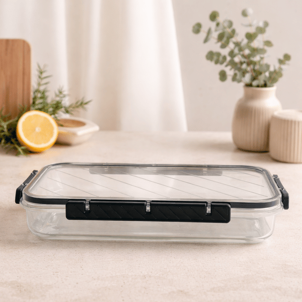 AJS5 Storage Box (D4-38) Airtight Transparent Plastic Food Storage Container with Snap-Lock Lid – BPA-Free Rectangular Kitchen & Refrigerator Organizer