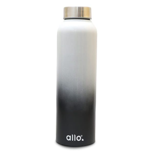 Allo Steel Stainless Steel Water Bottle For Adults, Kids Water Bottles For School, Office, Sports, Gym 1L Water Bottle For Men And Women, True Blue Steel Cap Diamond, 1000ml White And Black