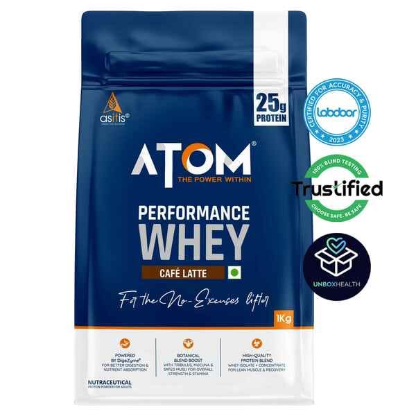 AS-IT-IS ATOM Performance Whey 1Kg | With Safed Musli& Mucuna Pruriens | For Faster Recovery | Highly Bioavailable | Cafe latte flavor