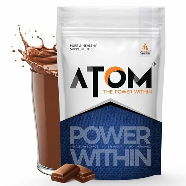 ATOM PWR Whey Protein XL I 24g Protein, 11g EAA, with DigeZyme, Easy Digest, Lean Muscle Gains, Rapid Recovery, 1kg Mango