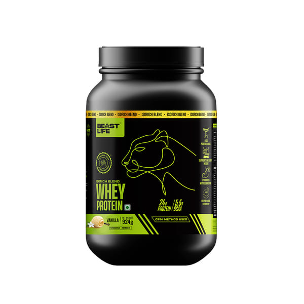 BeastLife Isorich Blend Whey Protein Isolate + Concentrate With Ultrasorb Tech Whey Protein (924 g, Vanilla)