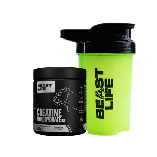 BeastLife Pure Creatine Monohydrate with Shaker Creatine (249 g, 500 ml, Unflavoured)