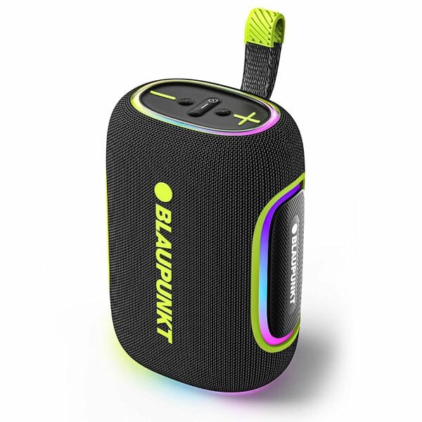 Blaupunkt ATOMIK OMG ATOM 60W Portable Bluetooth Speaker, Advanced DSP Sound, 100 Years German Legacy Audio, Jazzy Aura Party Neon Lights, IPX6 Splashproof & Dustproof, Wireless Outdoor Travel Speaker