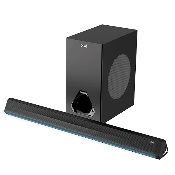 boAt Aavante Aura, Bluetooth Soundbar with 2.1 Channel, Wired Subwoofer, 160W RMS Sound, Bluetooth v5.3, AUX, USB, Optical (Black)