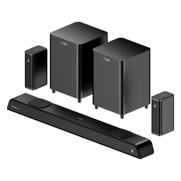 boAt Aavante Prime 5.2.4 6250DA | 625W 5.2.4 Channel Soundbar with Dolby Atmos, Dual Subwoofers & Wireless Rear Satellites (Premium Black)