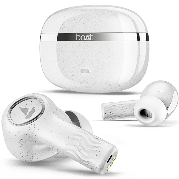 boAt Nirvana Iris Wireless Earbuds with 32dB ANC, 120 Hours Playback, Multipoint Connectivity, BEAST Mode, Quartz White