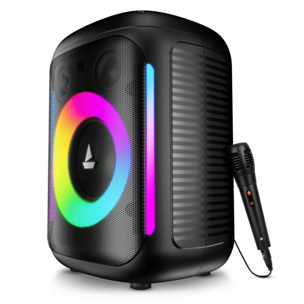boAt PartyPal 30 | Bluetooth Speaker with 25W Sound, RGB LEDs, 6 Hours Playback, Karaoke & TWS (Premium Black)