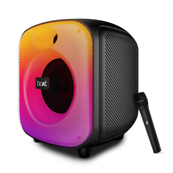 boAt PartyPal 65 Pro | Bluetooth Speaker with 42W Sound, RGB LEDs, Wireless Mic, 8H Playback & TWS (Premium Black)