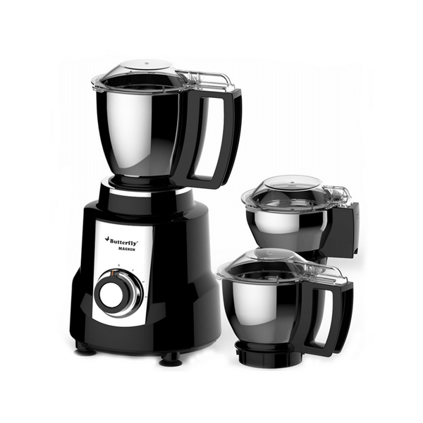 Butterfly Magnum 750W 3-Jar Mixer Grinder – Powerful Motor, Stainless Steel Blades, Durable ABS Body, Compact Design