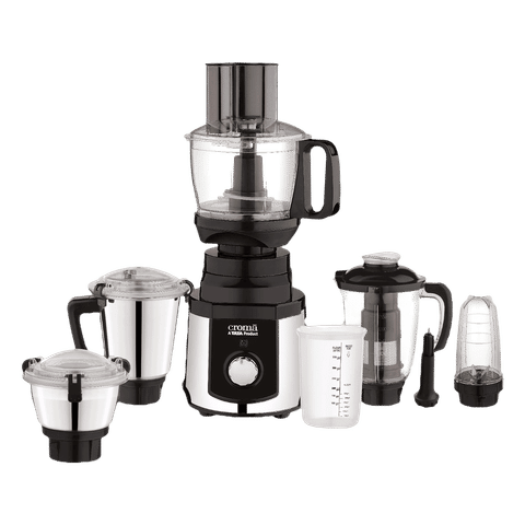 Croma 1000 Watt 5 Jars Mixer Grinder (20000 RPM, Inbuilt Overload Protection, Silver and Black) – A TATA Product