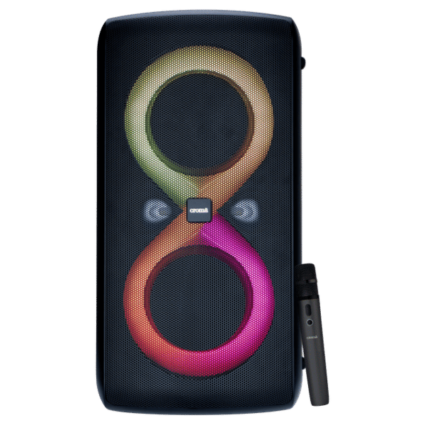 Croma 200W Bluetooth Party Speaker with UHF Mic (6000mAh Power Bank, Black) – A TATA Product