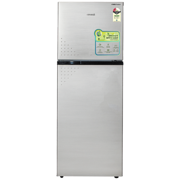 Croma 256 Litres 2 Star Frost Free Double Door Refrigerator With Inverter Technology (Shining Silver) 1 Year Warranty – A Tata Product