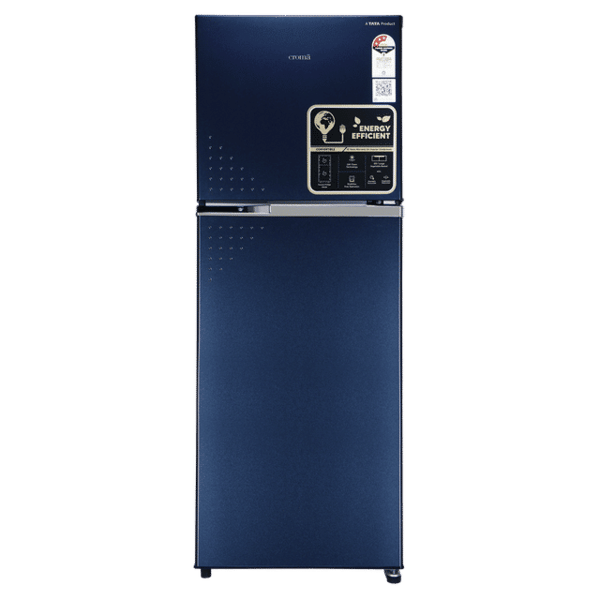 Croma 290 Litres 3 Star Frost Free Double Door Refrigerator with Inverter Technology (2025 Model, Ocean Blue) A Tata Product