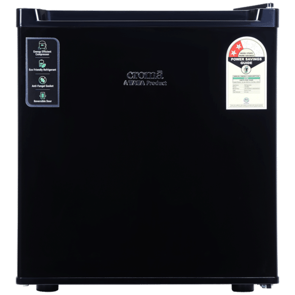 Croma 45 Litres 2 Star Direct Cool Single Door Refrigerator With Reversible (Black) 1 Year Warranty – A Tata Product