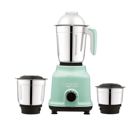 Croma 500 Watt 3 Jars Mixer Grinder (Shock Proof Body, Green) With 1 Year Warranty (Green) – A Tata Product
