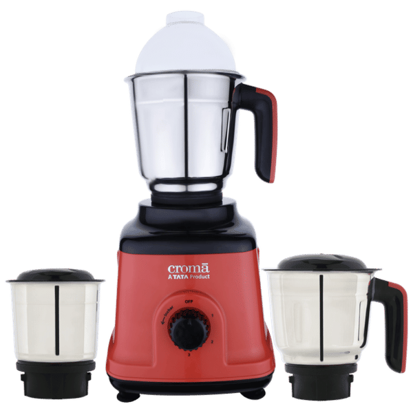 Croma 750 Watt 3 Jars Mixer Grinder (20000 RPM, Overload Protection, Red & Black) – A TATA Product