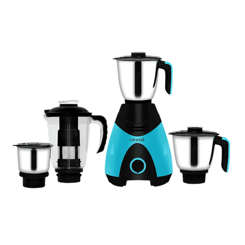 Croma 750 Watt 4 Jars Juicer Mixer Grinder (Shock Proof Body, Black/Blue) with 2 years warranty- A TATA PRODUCT