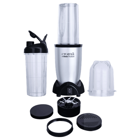 Croma Personal 450 Watt 2 Jars Mixer Grinder Blender (19000 RPM, Bullet Motor, Silver and Black) – A TATA Product
