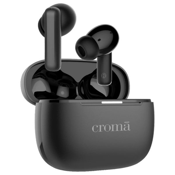 Croma TWS Earbuds with Active Noise Cancellation (IPX5 Water Resistant, Fast Charging, Black) – A TATA Product