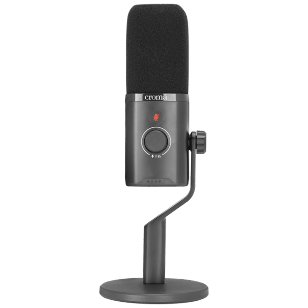Croma USB, XLR & 3.5 Jack Wired Microphone with Touch Mute Button (Black) A Tata Product