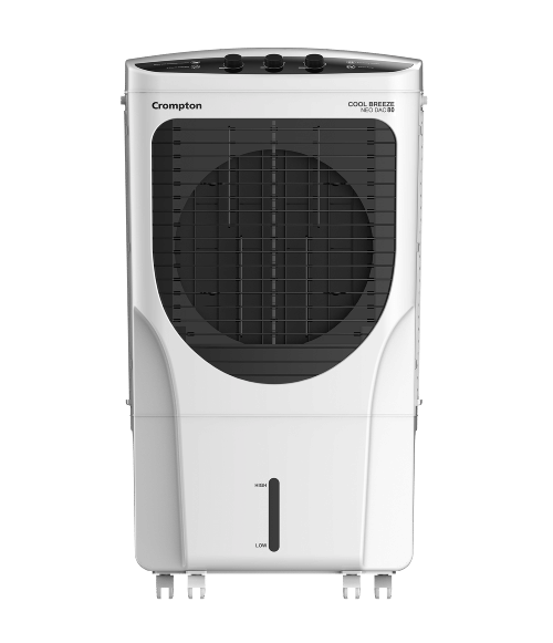 Crompton Cool Breeze DAC Desert Air Cooler- 80L with Everlast Pump, 4-Way Air Deflection and Honeycomb Pads White & Black