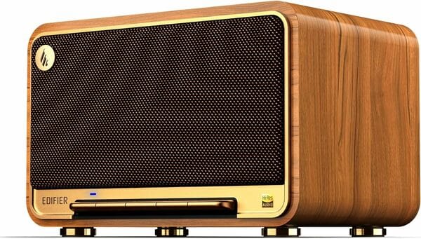 Edifier D32 Tabletop Wireless Speaker, Hi-Res Audio Bluetooth Speaker, Portable Retro Combo Speaker, 60 Watts RMS, Bluetooth 5.3, 11-Hour Playtime, Brown