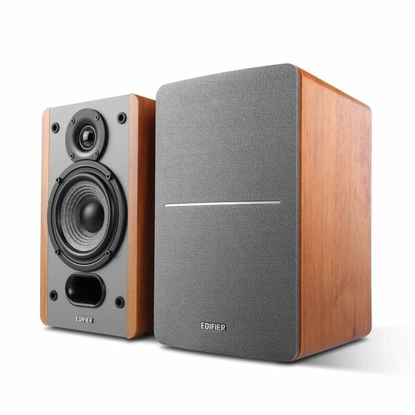 Edifier P12 Passive Bookshelf Speakers – 2-Way Speakers with Built-in Wall-Mount Bracket – Wood Color – Brown, Auxiliary
