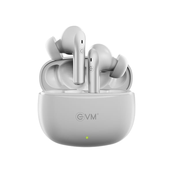 EVM ENZEST C Wireless Earbuds | Scratch-Resistant Material | 13mm Drivers | Bluetooth 5.3 | 8H Playtime | Type-C Fast Charging | Touch Controls | 100H Stand By | Lightweight Design (White)