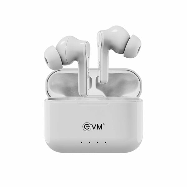 EVM EnZest Neo True Wireless Earbuds | Bluetooth 5.4, 8-Hour Playtime, 13mm Drivers, Lightweight & Secure Fit – 1 Year Warranty (EVM-TWS-K12-White)