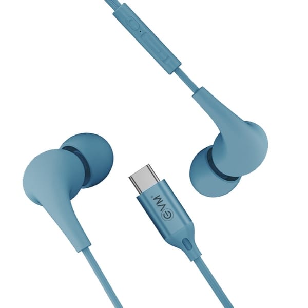 EVM EVM-HF-01 Wired Earphone with Type-C Jack, HD Microphone and Tangle-free Cable Wired (Blue, In the Ear)