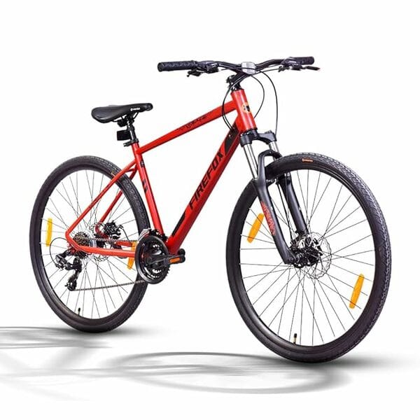 FIREFOX Drift+ 700C 21 Speed Hybrid Bicycle for Mens | Front Suspension | Frame : 17.5 Inches| Red | 98% Assembled Cycle(Ready to Ride in 5 Mins)