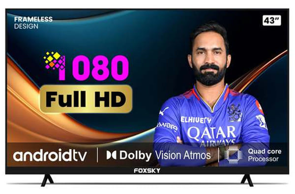 Foxsky 109 cm (43 inches) Full HD Smart LED TV 43FSFHS With Black (Frameless Edition) (Dolby Audio)