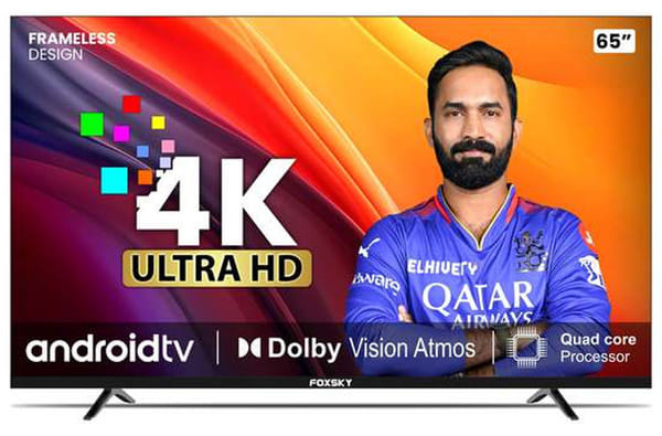 Foxsky 165 cm (65 inches) 4K Ultra HD Smart Android LED TV 65FS-VS | Built-in Google Voice Assistant
