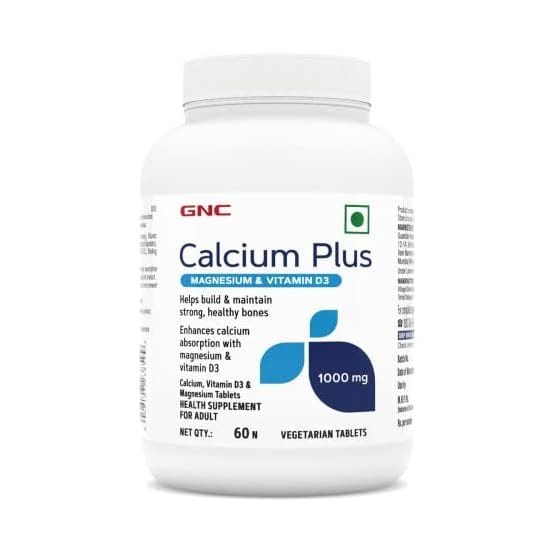 GNC Calcium Plus With Magnesium & Vitamin D3 | Strengthens Bones | Supports Strong Teeth | Promotes Healthy Muscle Contraction | Formulated in USA | 1000mg Per Serving | 60 Capsules
