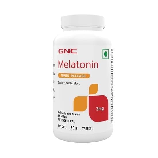 GNC Melatonin Timed Release With Vitamin B6 | Maintains Healthy Sleep Cycle | Ensures Undisturbed Sleep | Improves Mood | Helps in Relaxation | Formulated in USA | 3mg Per Serving | 60 Tablets