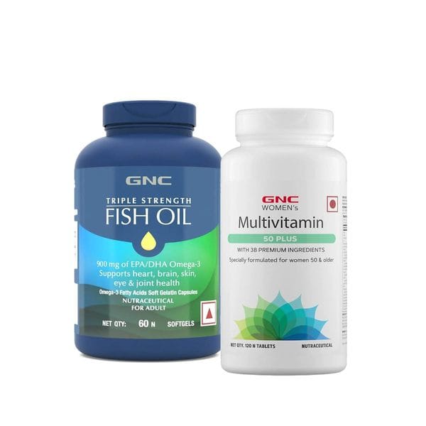 GNC Triple Strength Fish Oil & GNC Women’s Multivitamin for Women 50+ Combo