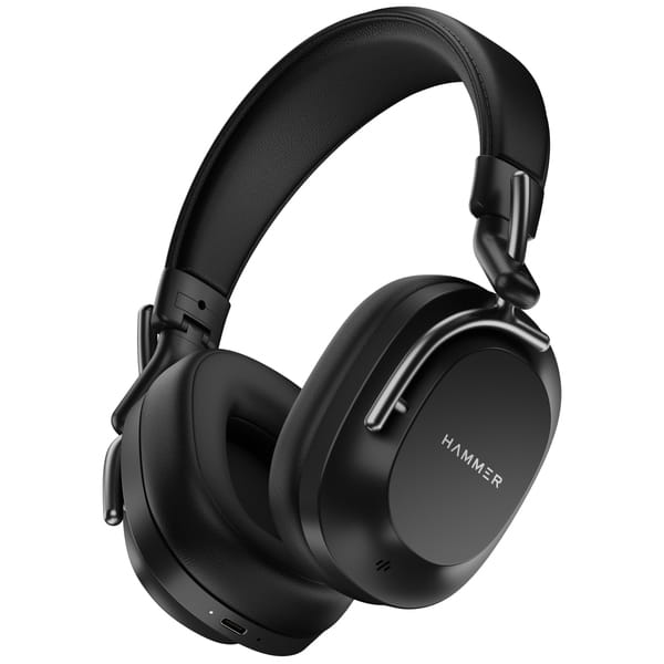 HAMMER Bash Pro Wireless Bluetooth Headphones with 40mm Drivers, Hybrid ANC, 37Hrs Playtime, Quick Charge, Dedicated Gaming Mode, Bluetooth V5.3, Adjustable, Foldable, Quad Mics for Clear Calls (Black)