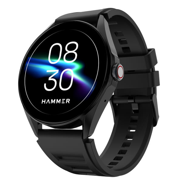 Hammer Cyclone Round dial smart watch with 1.39 inches Big Display & Bluetooth Calling Midnight Black
