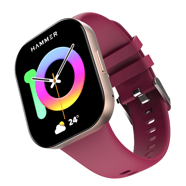 Hammer Robust 1.96″ Amoled Display Smartwatch With Bluetooth Calling Wine Red