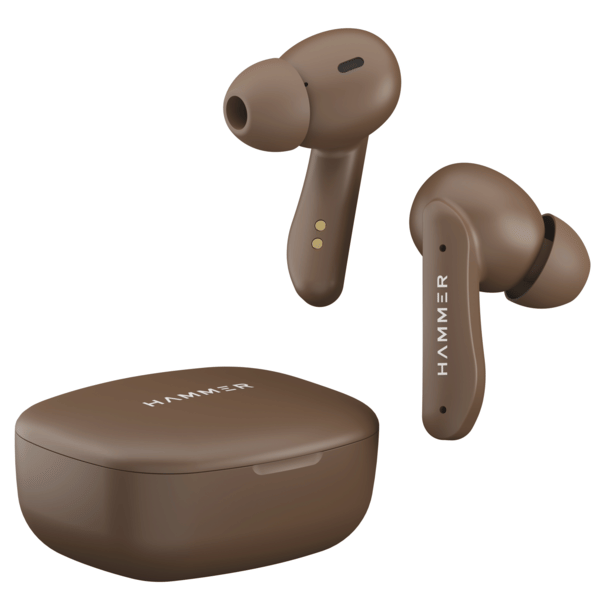 Hammer Solitude Tws Bluetooth Earbuds With Bluetooth V5 1 Enc And Smart Touch Controls Mocha Brown