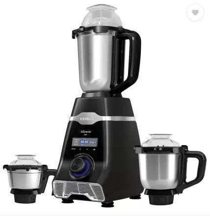 HAVELLS Silencio Black 500 W Mixer Grinder (3 Jars, Black, Silver)