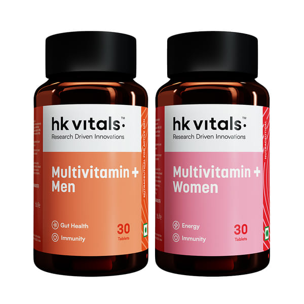 Healthkart hk vitals Multivitamin Plus Women & Men (2×30 Tablets) Combo Pack | For Energy, Immunity, Gut, Heart, Joints & Skin Health