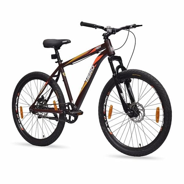 Hero Sprint Riot 26T Single Speed Mountain Cycle | Front-Suspension | Dual Disk | Matt Chocolate Brown | Ideal Age 12+ Years for Men and Women | Unisex