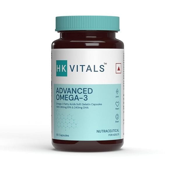 hk vitals Advanced Omega 3 Capsules, Double Strength Fish Oil, 1000 mg Omega 3 with 360 mg EPA & 240 mg DHA, for Brain, Heart and Joint Health, 90 Capsules