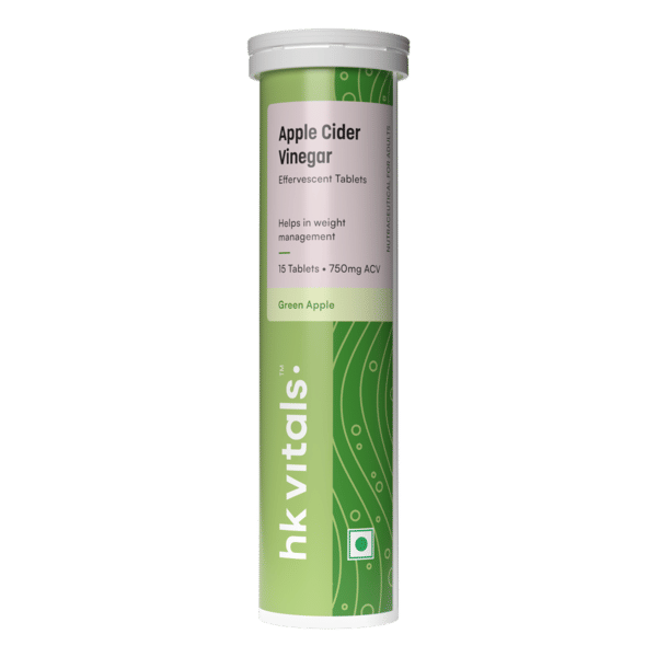 hk vitals Apple Cider Vinegar 750mg (Green Apple, 15 Effervescent Tablets) | For Weight Management & Gut Health, Supports Digestion