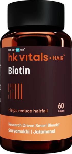 hk vitals Biotin, High Strength Supplement for Hair Growth, Skin & Nails Health (60 Tablets)