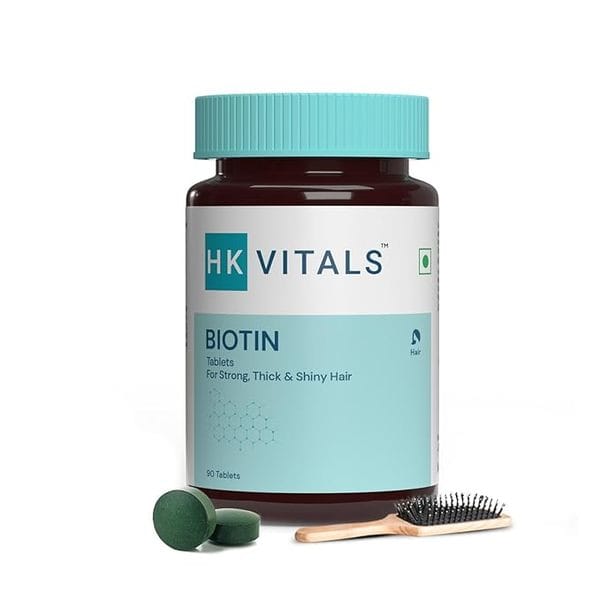 hk vitals Biotin, Supplement for Hair Growth, Strong Hair and Glowing Skin, Fights Nail Brittleness, 90 Biotin Tablets